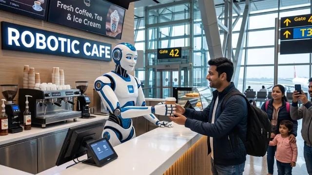 Delhi Airport: IGI एयरपोर्ट पर शुरू हुआ रोबोटिक कैफे, रोबोट बनाएगा कॉफी और परोसेगा चाय-आइसक्रीम