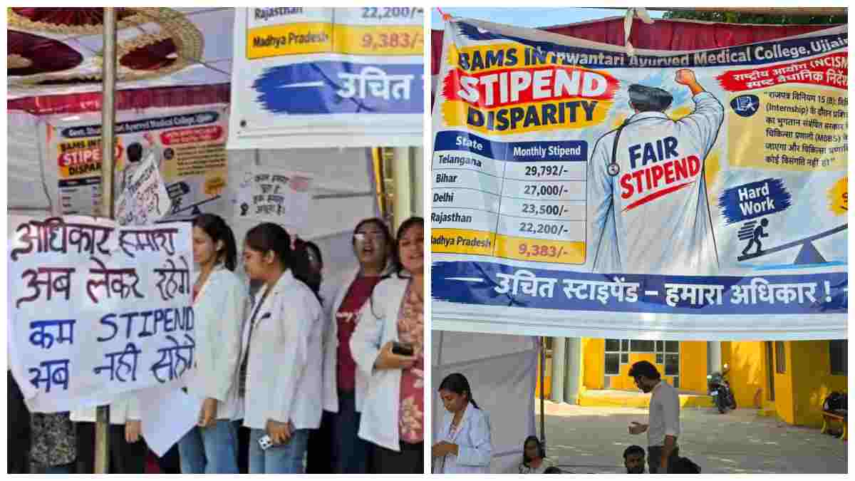 स्टाइपेंड बढ़ाने की मांग पर आयुर्वेद इंटर्न का आंदोलन, सरकार को सद्बुद्धि देने के लिए किया यज्ञ