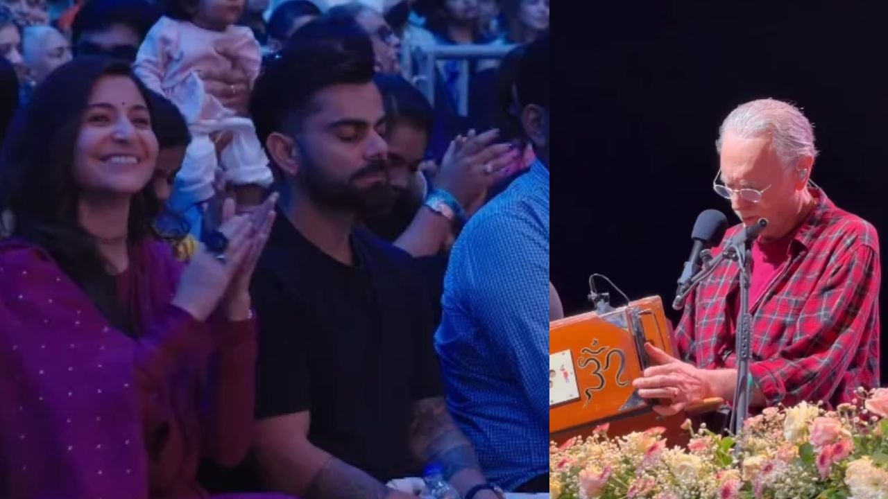 Virat-Anushka: विराट-अनुष्का पर चढ़ा भक्ति का रंग, कृष्णा दास के कीर्तन में झूमते दिखे; हरि नाम जपते वीडियो वायरल