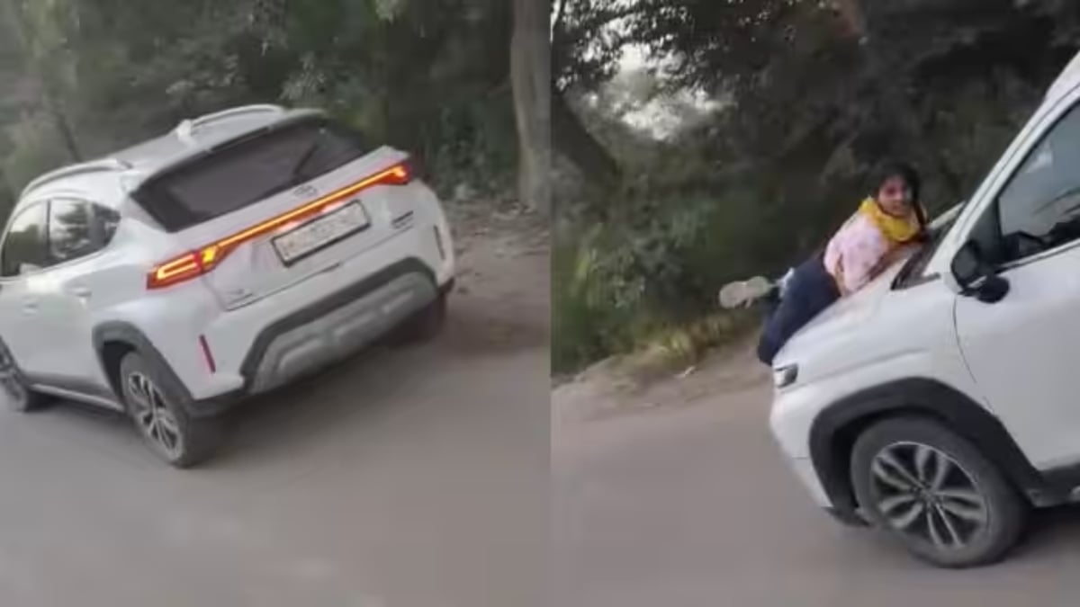 मेरठ में पति की कार के बोनट पर लटकी पत्नी, 5 किमी तक दौड़ती रही गाड़ी; वीडियो वायरल
