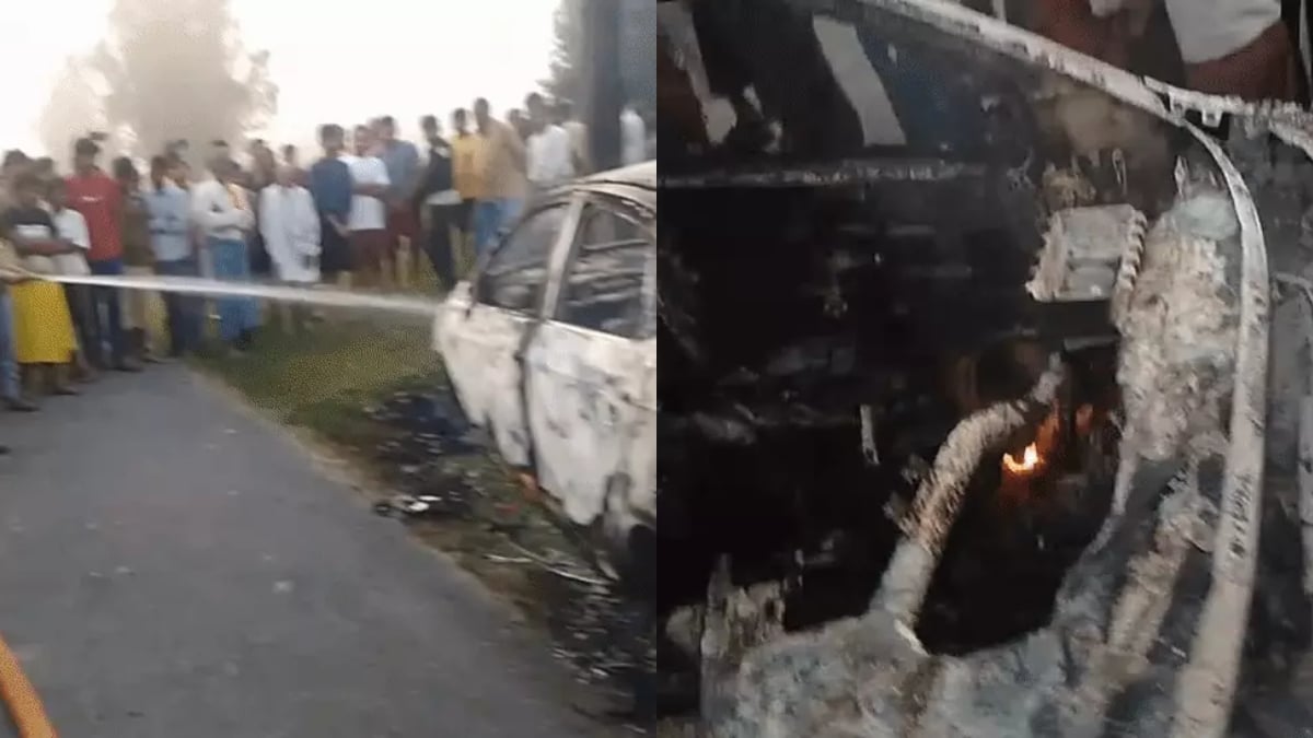 चलती कार में भीषण आग, ड्राइवर की जिंदा जलकर मौत; चार महीने पहले खरीदी थी CNG कार