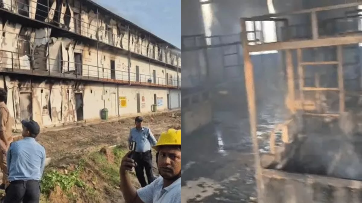 लखनऊ एयरपोर्ट के लेबर कैंप में भीषण आग, तीन मंजिला बिल्डिंग जलकर खाक; 300 मजदूर रहते थे