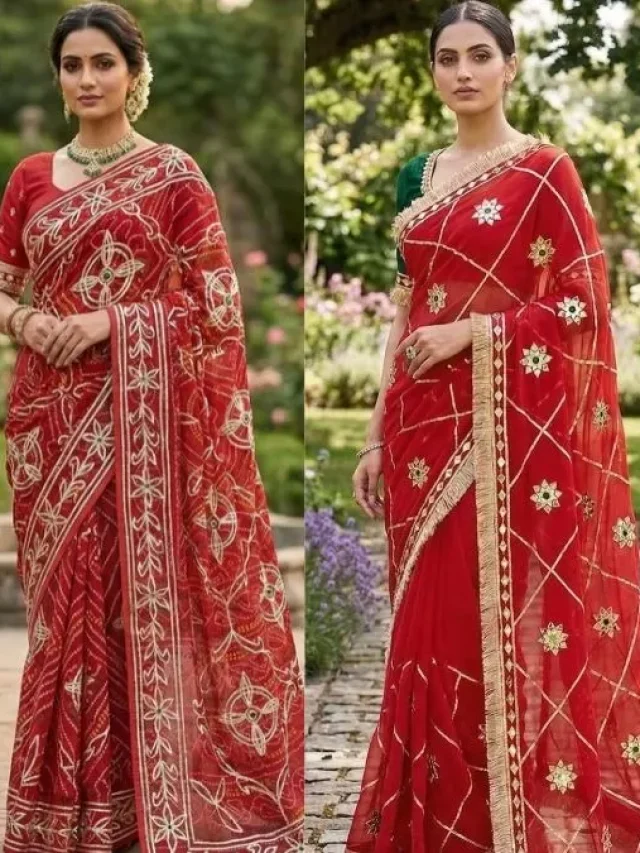 ट्रेडिशनल लुक में लगाएं मॉडर्न का तड़का, देखें लाल साड़ियों के ट्रेंडिंग डिजाइंंस