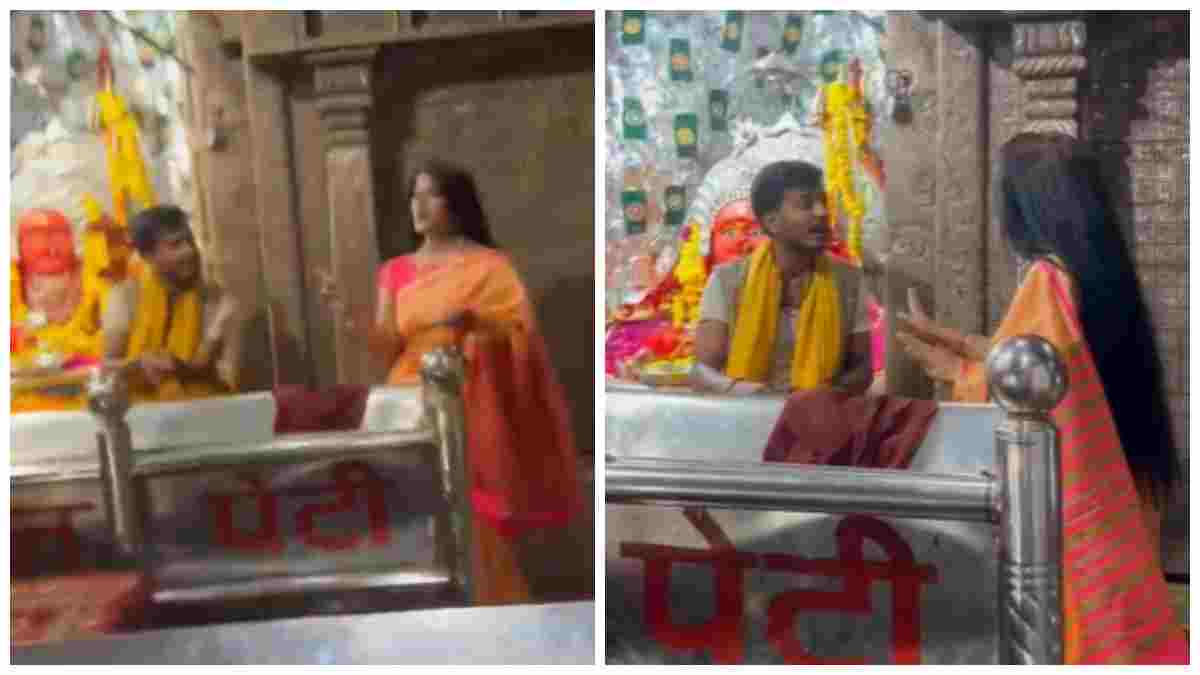 देवास टेकरी मंदिर में रील बनाने की जिद पर बवाल: सोशल मीडिया इन्फ्लुएंसर और पुजारी परिवार आमने-सामने, बहस का वीडियो वायरल