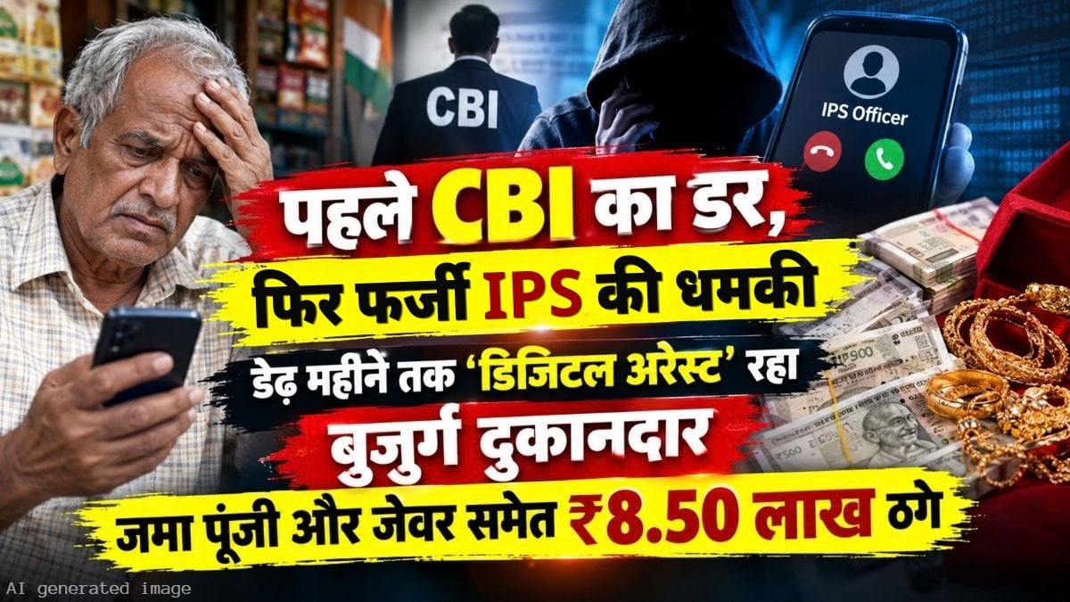 पहले CBI का डर, फिर फर्जी IPS की धमकी… डेढ़ महीने तक डिजिटल अरेस्ट रहा बुजुर्ग दुकानदार, जमा पूंजी और जेवर बेचकर गंवाए 8.50 लाख रुपये