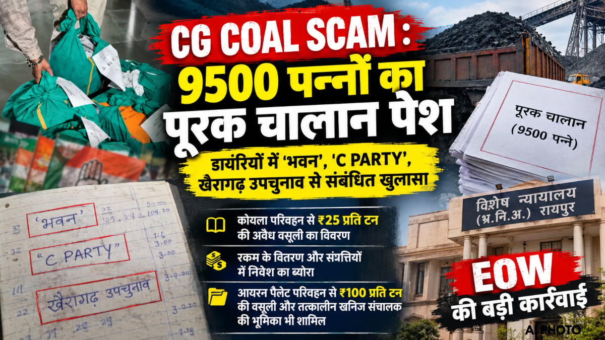 CG Coal Scam : डायरियों में ‘भवन’, ‘C PARTY’ और खैरागढ़ उपचुनाव से संबंधित खुलासा, 9500 पन्नों के पूरक चालान में पढ़िए विधायक, पूर्व विधायक, नेता-अफसरों की भूमिकाओं से जुड़ी कहानी