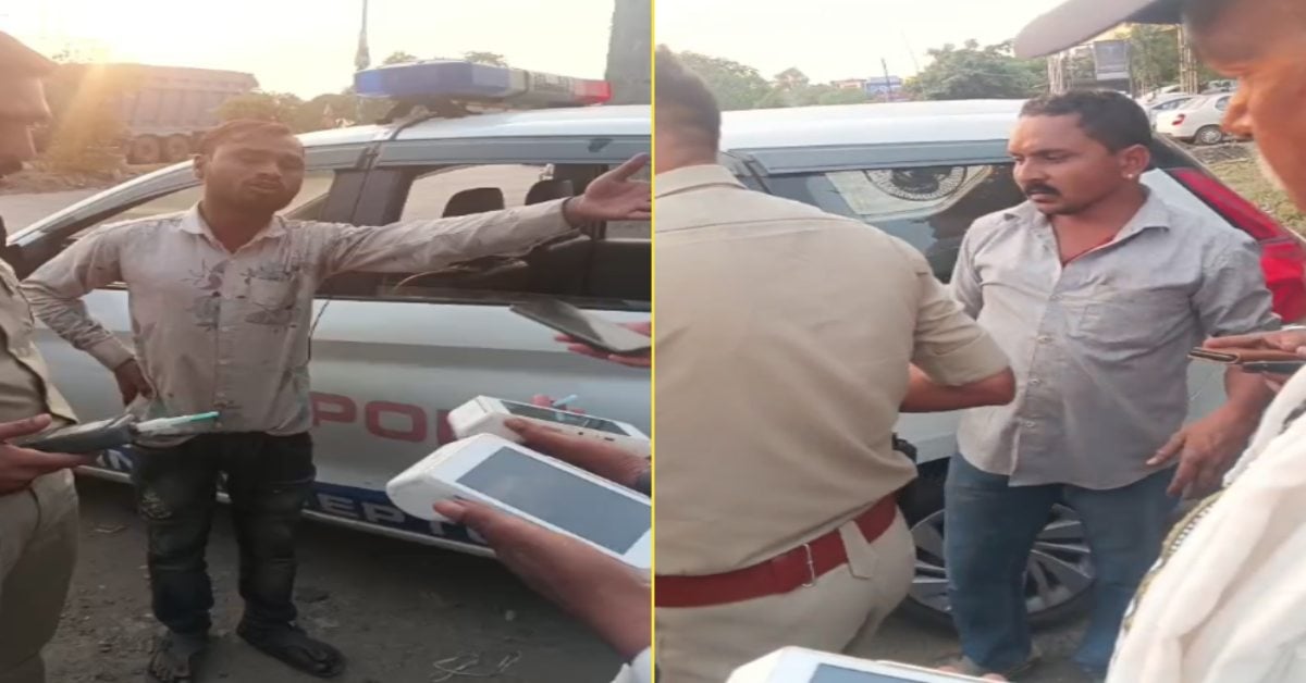 सीहोर में शराब के नशे में धुत वाहन चालक का भारी हंगामा, चेकिंग कर रहे पुलिसकर्मियों से की बदसलूकी, नेमप्लेट फेंकी