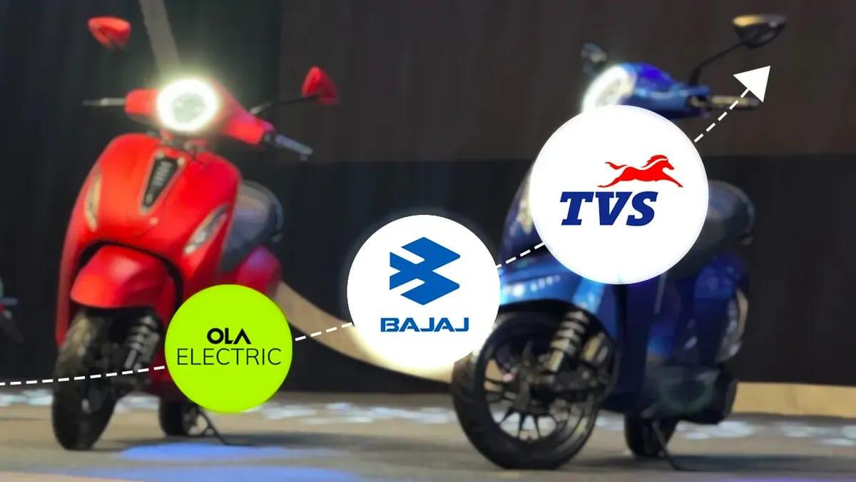 भारतीय EV मार्केट में बड़ा बदलाव: TVS, Bajaj और Vida का दबदबा,Ola पछाड़ी
