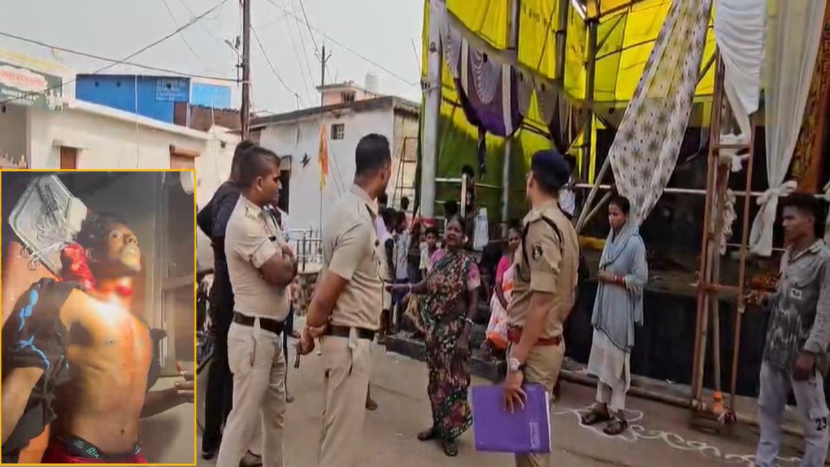 दुर्गा विसर्जन के दौरान चाकूबाजी: डीजे पर गाने को लेकर हुआ विवाद, युवक के गले पर घोंपा चाकू, हालत गंभीर
