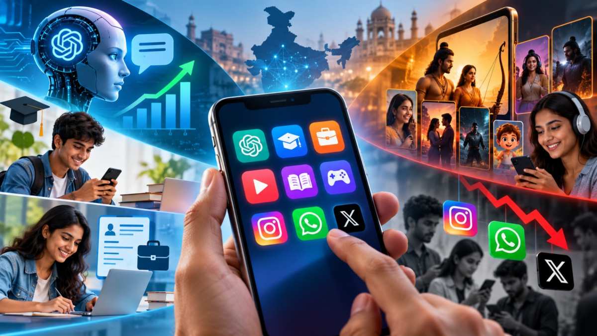 भारत में बदल रहा है ऐप्स का ट्रेंड! AI ऐप्स के डाउनलोड में 205% उछाल, सोशल मीडिया की चमक पड़ी फीकी