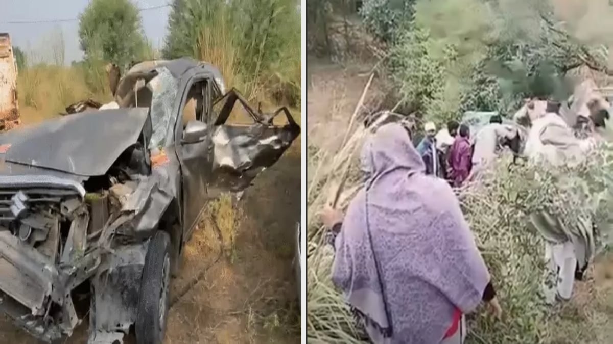 4 दोस्तों की मौत, दो गंभीर: खाटूश्यामजी के दर्शन कर लौट रहे थे सभी, टायर फटने से खाई में गिर गई कार