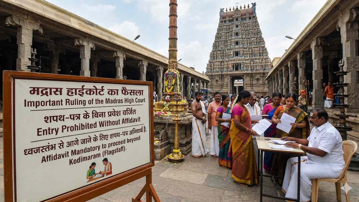 शपथ-पत्र के बिना मंदिरों में ध्वजस्तंभ से आगे प्रवेश नहीं! मद्रास हाई कोर्ट ने जनहित याचिका पर दिया अहम फैसला