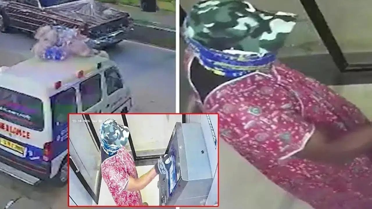 Telangana ATM Robbery: नाइटी पहनकर एंबुलेंस से पहुंचे चोर, गैस कटर से काटा SBI ATM; CCTV फुटेज वायरल