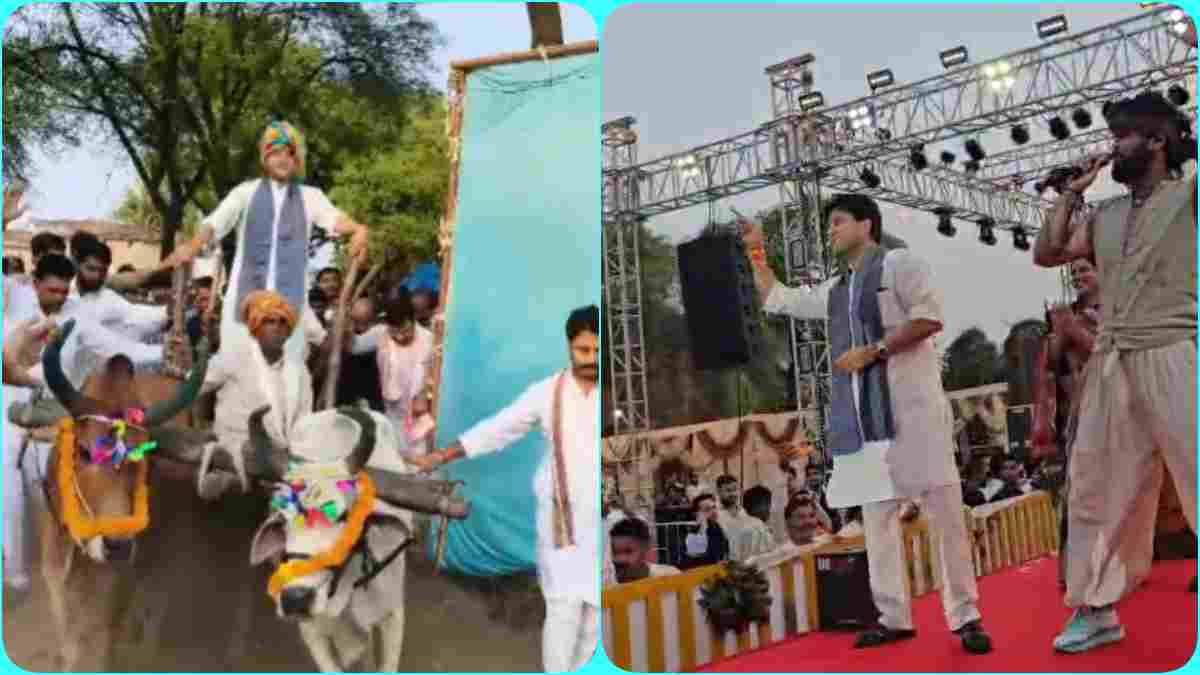 ज्योतिरादित्य सिंधिया का अनोखा अंदाज: बैलगाड़ी में की सवारी, बॉलीवुड गानों पर जमकर थिरके, युवाओं से कहा- शरीर का कतरा-कतरा आपके लिए न्योछावर